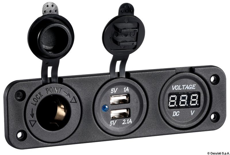 Voltmetro Osculati digitale 8/32 V - doppia presa USB - presa